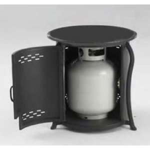   Table and Propane Tank Cover w/ Black Glass Top Patio, Lawn & Garden