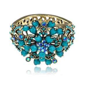   Bead Crystal Rhinestone Flower Design Fashion Bracelet Bangle Jewelry