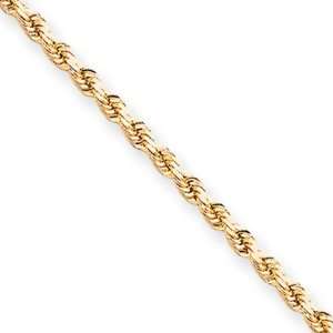   3mm, 10 Karat Yellow Gold, Diamond Cut Rope Chain   30 inch Jewelry