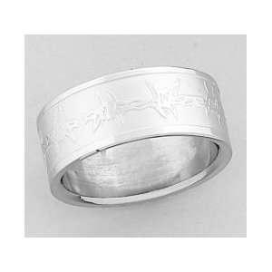    AWST Wide Laser Engraved Barbed Wire Ring