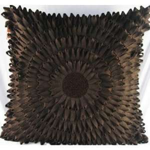 Design Accents SAF 10956   Choc Felt Loop Sundial Pillow in Chocolate 