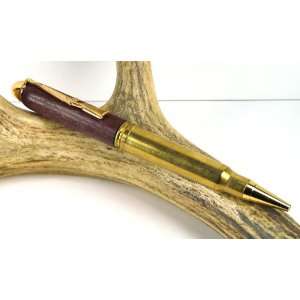  PurpleHeart 338 Mag Rifle Cartridge Pen With a Gold Finish 