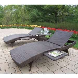   Living Elite Resin Wicker 3pc Chaise Lounge Set Patio, Lawn & Garden