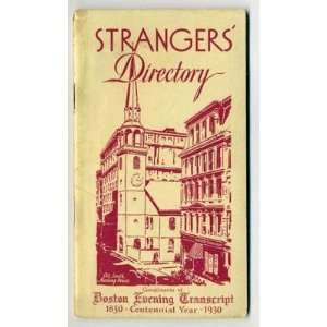    Strangers Directory to Boston Massachusetts 1930 