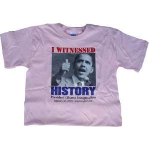  Barack Obama I Witnessed HIstory Pink Tshirt Sports 