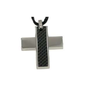  316L Stainless Steel Pendant with carbon fiber strip and 