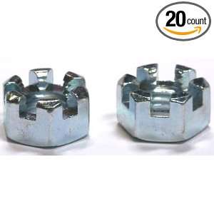12 Slotted Hex Nuts / Steel / Zinc / 20 Pc. Carton  