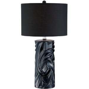   Light 26ö Black Ceramic Table Lamp with Black Fabric Shade LS 21734