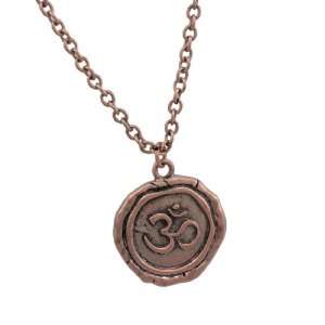  Copper Finished Om Symbol Pendant w/ 18 Inch Necklace 