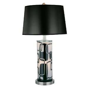   LS 20530 Agostino Table Lamp, Galle Glass Base with Black Paper Shade