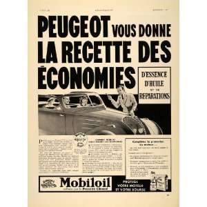  1939 French Ad Gargoyle Mobiloil Mobile Oil Peugeot Car 