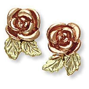  Landstroms Black Hills Gold Rose Earrings, for pierced 