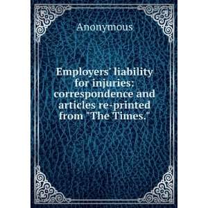  Employers liability for injuries correspondence and articles 