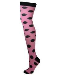 Over the Knee Thigh High Stockings Socks Large Polka Dots Pink, Size 9 