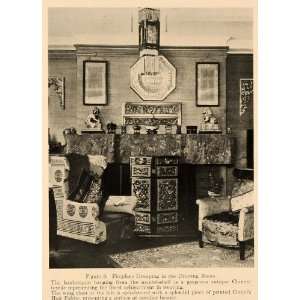 1919 Print Chinese Fireplace Grouping Drawing Room   Original Halftone 