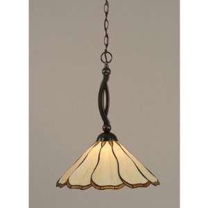  Bow Downlight Pendant with Brown Flair Tiffany Glass Shade 
