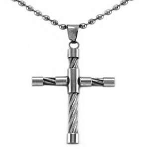  1 1/2in Steel Cable Cross with 22in Ball Chain/Stainless 