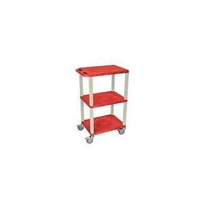  Luxor Stainless Steel Red Cart with Putty Legs 24W x 18D x 