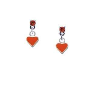  Two Sided Orange Heart Hyacinth Swarovski Post Charm Earrings Arts 