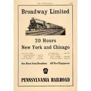 1912 Ad Pennsylvania Railroad Broadway Limited Train   Original Print 