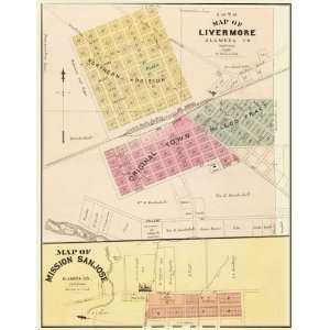 LIVERMORE & MISSION SAN JOSE CALIFORNIA (CA) LANDOWNER MAP 1878 