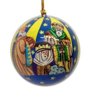  Hand Painted Paper Mache Christmas Ornament  Three Kings 
