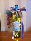 LIGHTED WINE BOTTLE DECORATED OUR DAILY RED w/PEWTER DOVE GREAT FOR 