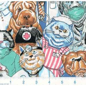   Wide Dr. Dog & Nurse Kitty Fabric By The Yard Arts, Crafts & Sewing