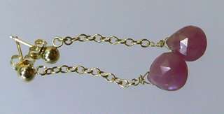 GENUINE NATURAL FACETED PINK SAPPHIRE 14K GOLD EARRINGS  