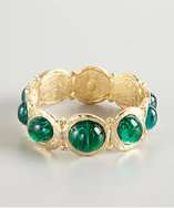 Kenneth Jay Lane gold and emerald stone hinged bangle style# 320082901