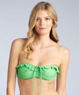 Shoshanna green grass solid ruffle bandeau bikini top   up to 