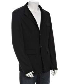 Armani black felt flap pocket coat   