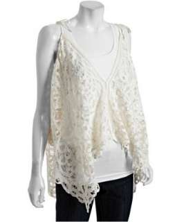 Free People ivory lace convertible halter blouse   