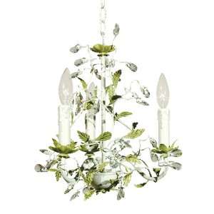  Antique Green White Leaf Clear Drops Chandelier