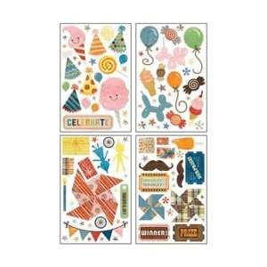  Basic Grey Life Of The Party Die Cut Chip Stickers 4 Sheets Shapes 