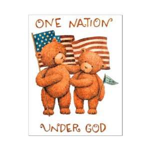  Large Poster One Nation Under God Teddy Bears with US Flag 