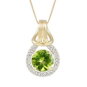   Peridot and Diamond Pendant Necklace (.03 cttw, I Color, I2 Clarity