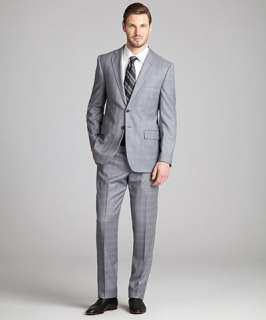 Joseph Abboud grey glen plaid super 150s wool 2 button suit with flat 