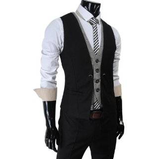 VE34) TheLees Mens premium layered style slim vest waist coat