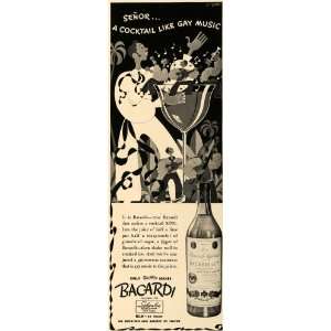  1936 Ad Bacardi Rum Alcohol Cocktail Jigger Music Drink 
