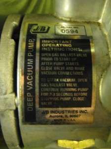 JB Fast Vac DV 142 1/2hp 5cfm Deep Vacuum Pump  