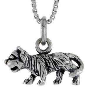  925 Sterling Silver Tiger Pendant (w/ 18 Silver Chain), 5 
