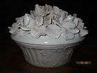 ANTIQUE WHITE CAPODIMONTE LARGE CENTER PIECE covered POTTERY BOWL 