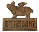 Cast Iron When Pigs Can Fly Wall Plaque Sign Western Cowboy Home 
