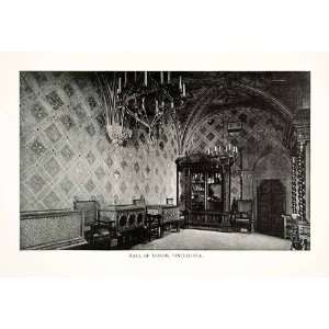  1902 Print Vincigliata Castle Castello Hall Honor Florence 