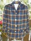 Pendleton Vintage 50s Shadow Plaid Jacket 49er Wool Blazer Teal Shirt
