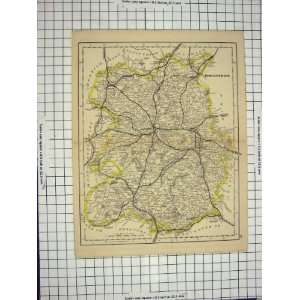  ANTIQUE MAP c1790 c1900 SHROPSHIRE ENGLAND SHREWSBURY