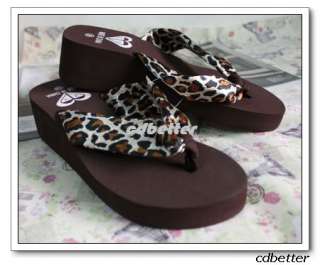 Womens Leopard Fabric Flip Flops Sandal Slippers SZ 8  