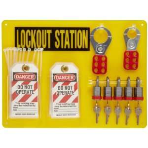  Brady Padlock, Hasp, and Tag Lockout Station, Includes 5 