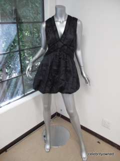 Stella McCartney Black Pinstripe V Neck Bubble Dress 40  